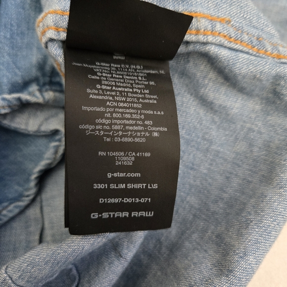 G-star Men's Denim Button Up Shirt Pearl Snap Blue Style# 3301 Slim M - Picture 9 of 12